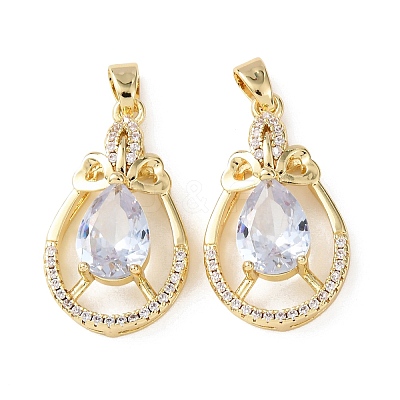 Brass Micro Pave Cubic Zirconia Pendants KK-Z141-01G-01B-1