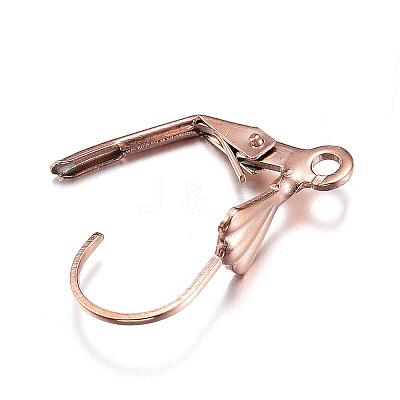 Ion Plating(IP) 304 Stainless Steel Leverback Earring Findings STAS-D167-59RG-1