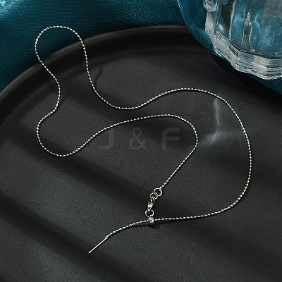 1mm Rack Plating Brass Ball Chain Adjustable Slider Necklaces for Women Men MAK-L044-51P-1