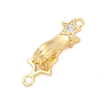 Brass Micro Pave Clear Cubic Zirconia Interlocking Clasps KK-U059-01G-1