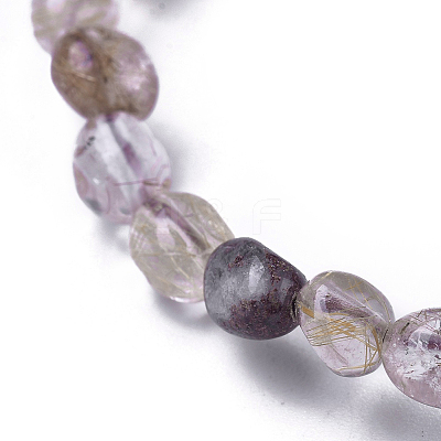 Natural Rutilated Quartz Bead Stretch Bracelets BJEW-K213-39-1
