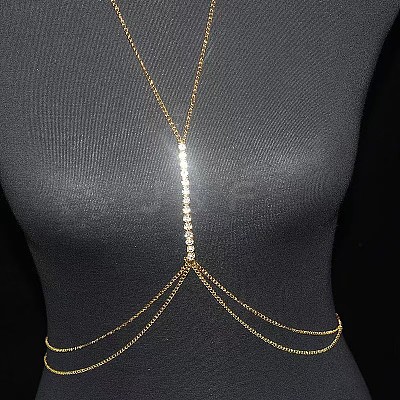 Alloy Crystal Rhinestone Flat Round Double Layer Bikini Sexy Body Chains for Beach Party FS-WG856A8-01-1