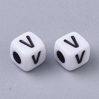 White Opaque Acrylic Beads MACR-R869-02V-1