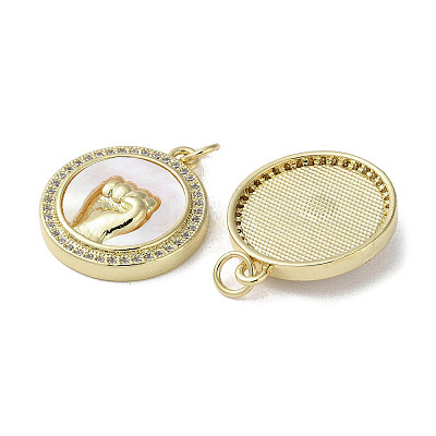 Gesture Theme Brass Micro Pave Cubic Zirconia Pendants KK-G485-18E-G-1