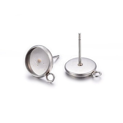 Non-Tarnish 304 Stainless Steel Stud Earring Settings LS-X-STAS-H467-08P-10mm-1