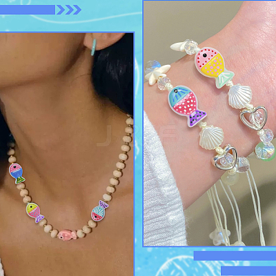 16Pcs 8 Colors Painted Glass Beads LAMP-PA0001-38-1