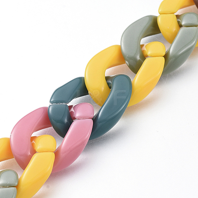 Handmade Opaque Acrylic Curb Chains AJEW-JB00553-1