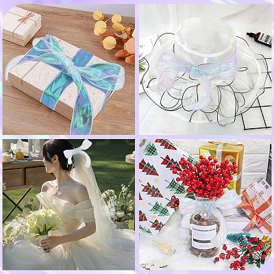 5Rolls Flat Rainbow Color Organza Ribbon OCOR-CY0001-77-1