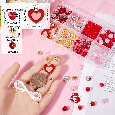 Valentine's Day Theme DIY Polymer Clay Rhinestone Beads Stretch Bracelet Making Kits DIY-SC0028-69-1