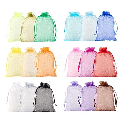 90Pcs 18 Style Organza Bags Jewellery Storage Pouches Wedding Favor Party Mesh Drawstring Gift OP-LS0001-05-1