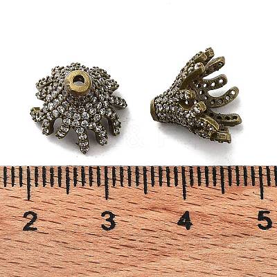 Brass Micro Pave Clear Cubic Zirconia Bead Caps ZIRC-P085-11AB-1