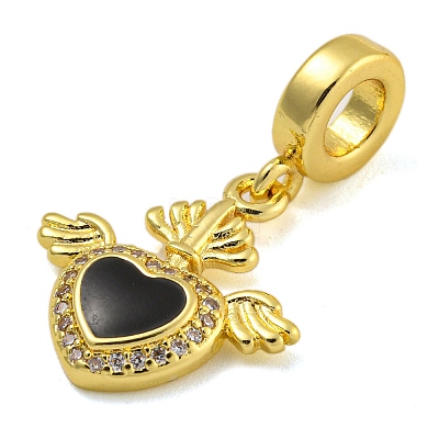 Rack Plating Brass Enamel European Dangle Charms KK-I718-26G-1
