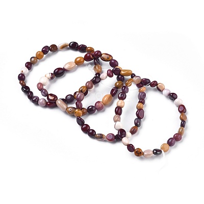 Natural Mookaite Bead Stretch Bracelets BJEW-K213-12-1