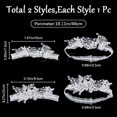 Lace Elastic Bridal Garters AJEW-WH0347-96-1
