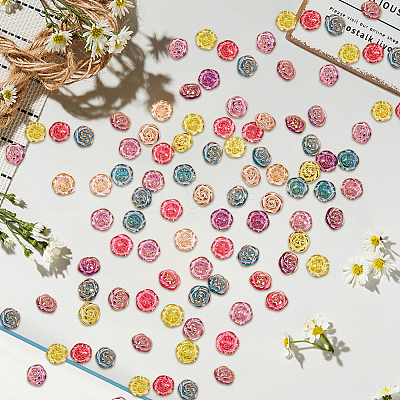 180Pcs 6 Colors Transparent Acrylic Buttons DIY-CY0002-02-1