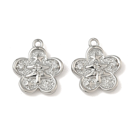Christmas Brass Micro Pave Clear Cubic Zirconia Pendants KK-A280-03G-P-1