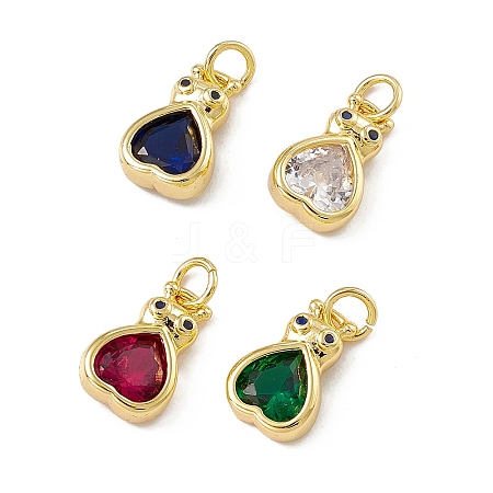 Rack Plating Brass Cubic Zirconia Charms KK-C007-01G-1