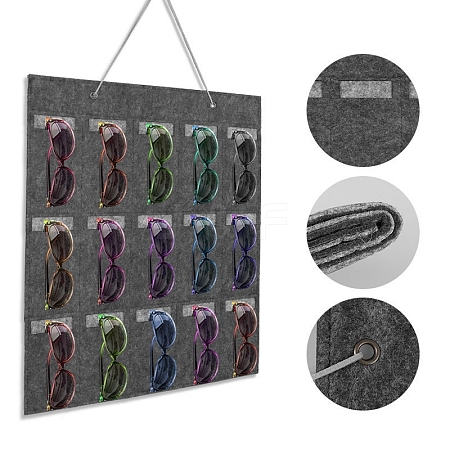 15 Grids Felt Hanging Jewelry Sunglassed Organizer Display Rolls for Eyeglass PW-WG0EF5C-02-1