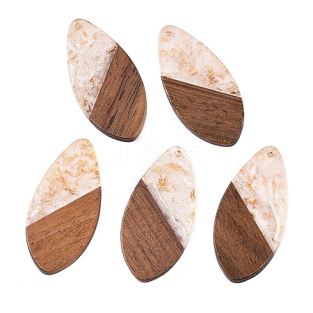 Transparent Resin and Walnut Wood Pendants RESI-T057-05N-1