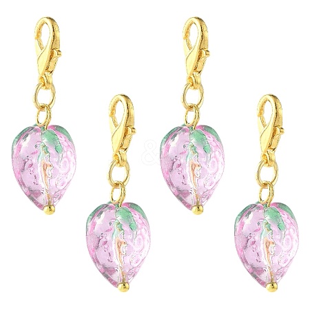 4Pcs Handmade Lampwork Strawberry Pendant Decorations HJEW-FS00041-03-1