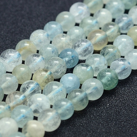 Natural Aquamarine Beads Strands G-P342-11-6mm-A+-1