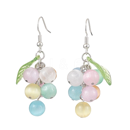 Colorful Grapes Natural Selenite(Dyed) Dangle Earrings EJEW-TA00499-1