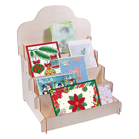 4-Tier Wood Display Riser Stands for Greeting Cards ODIS-GL0001-10-1