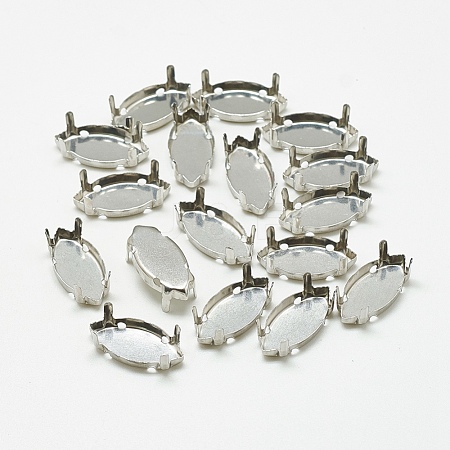 Non-Tarnish 201 Stainless Steel Sew on Prong Settings STAS-T032-04-4x8mm-1