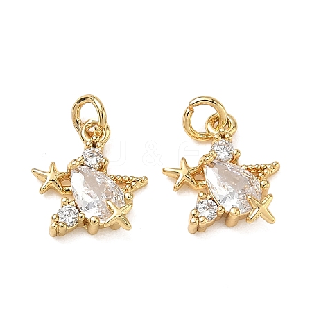 Brass Micro Pave Clear Cubic Zirconia Charms CU-CBAF0F8-16A-G-1