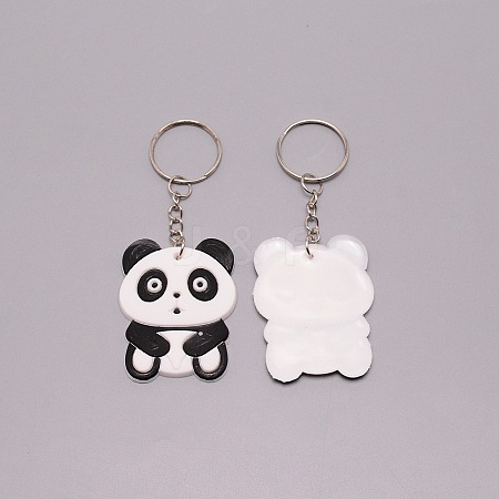PVC Plastci Panda Keychain KEYC-WH0025-011-1