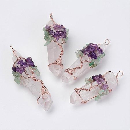 Natural Quartz Crystal Big Pointed Pendants G-P245-01-1