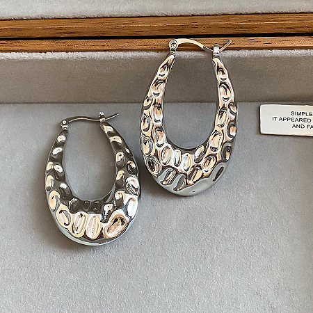Textured Iron Hoop Earrings for Women WGCB37A-02-1