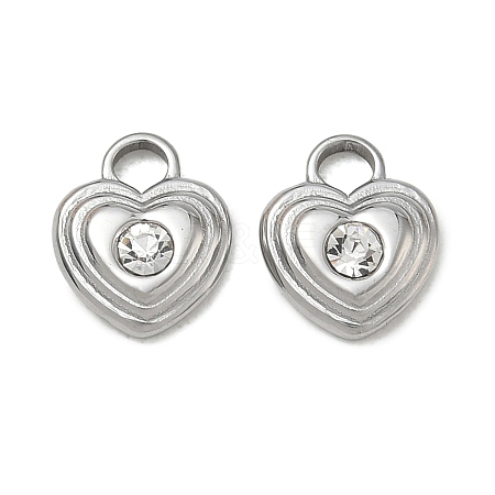 304 Stainless Steel Micro Pave Clear Cubic Zirconia Charms SA-CBA1CA2-08P-1