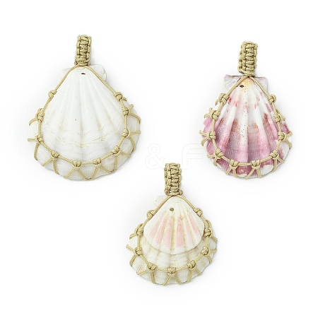 Dyed Natural Scallop Shell Big Pendants PALLOY-TA00194-1