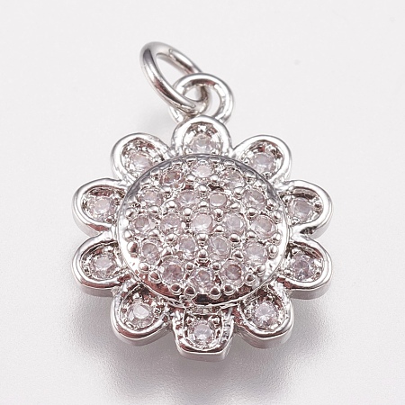 Brass Micro Pave Cubic Zirconia Charms ZIRC-E147-34P-1