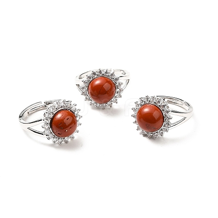 Natural Red Jasper Adjustable Rings RJEW-P043-02P-18-1