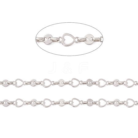304 Stainless Steel Heart & Coffee Bean Link Chains CHS-F017-10P-1