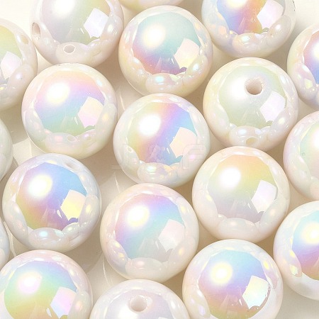 UV Plating Rainbow Iridescent Acrylic Beads PACR-E001-04I-1