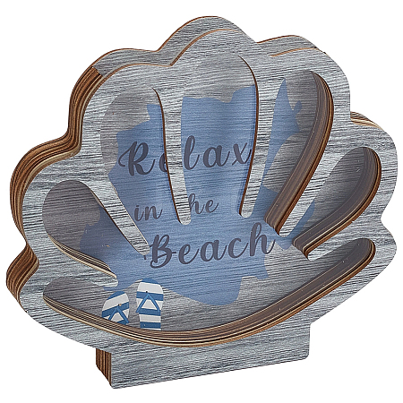 Shell Shape Wooden Jewelry Display Cases with Visible Window ODIS-SP0001-14B-1