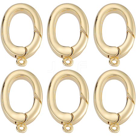6Pcs Rack Plating Brass Spring Gate Rings KK-SC0006-48G-01-1