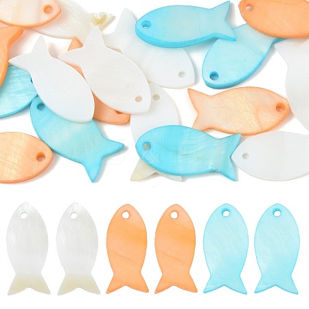 20Pcs Dyed Natural Shell Fish Pendants SHEL-FS0001-16-1
