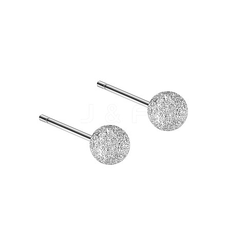 Anti-Tarnish Rhodium Plated 999 Sterling Silver Texture Round Stud Earrings for Women EJEW-S215-08P-1