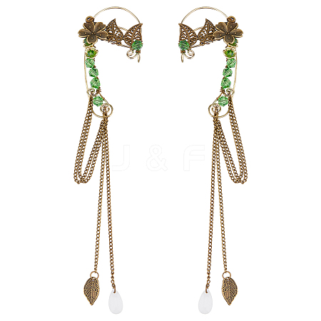 1 Pair Alloy Leaf Cuff Earrings EJEW-HS0001-23B-1