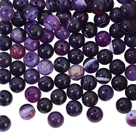 2 Strands Natural Striped Agate/Banded Agate Beads Strands G-NB0002-75-1