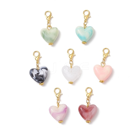 Acrylic Heart Pendant Docorations HJEW-JM03705-S-1