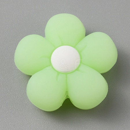 Flower Luminous Silicone Beads SIL-WH0008-37H-1