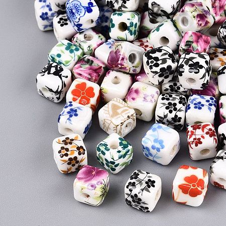 Printed Handmade Porcelain Beads PORC-Q007-10-1