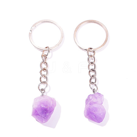 Raw Rough Natural Amethyst Cluster Keychains FIND-PW0017-08-1