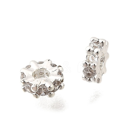 Brass Micro Pave Clear Cubic Zirconia Beads KK-K300-02A-S-1
