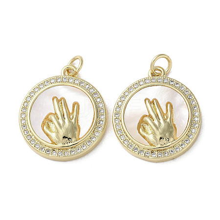Gesture Theme Brass Micro Pave Cubic Zirconia Pendants KK-G485-18A-G-1